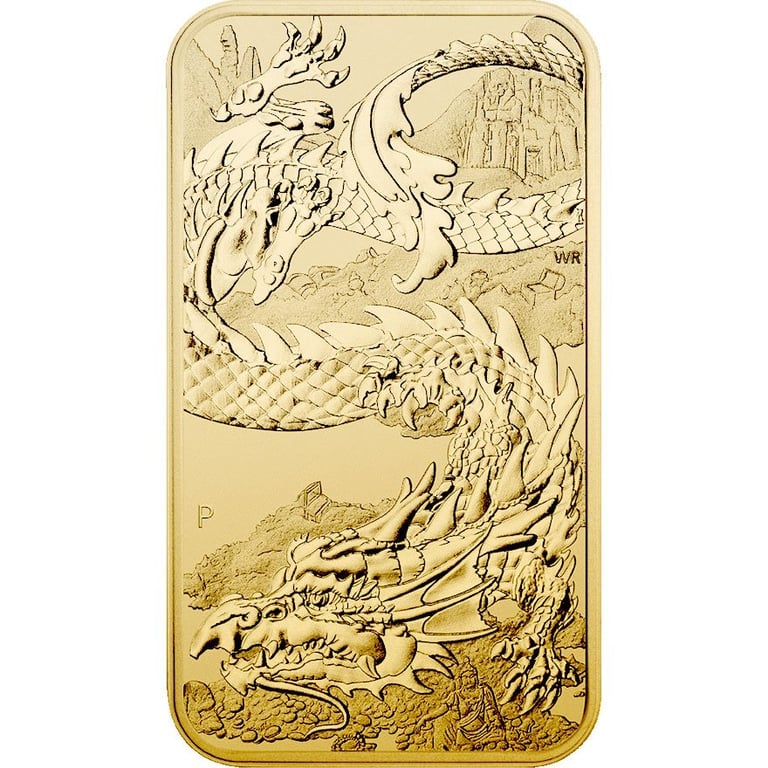 Front of the Gold Dragon Rectangle 1 oz - 2023
