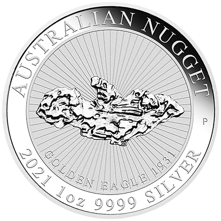 Front of the Silver Australian Nugget 1 oz - Golden Eagle 2021