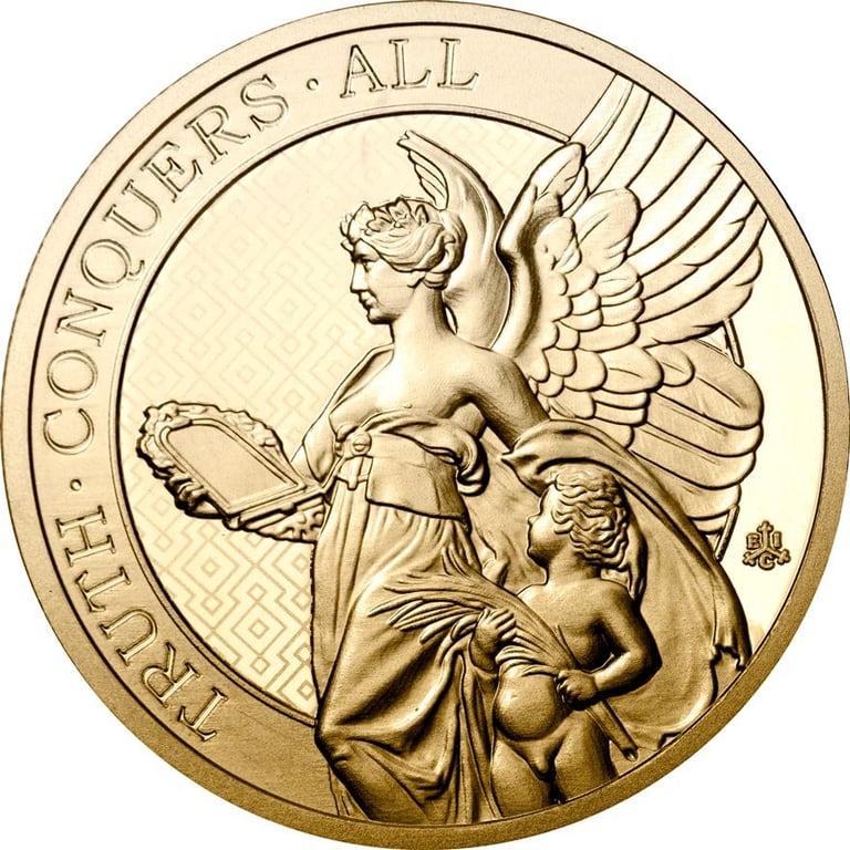 Front of the Gold Queens Virtues - Truth Coin 1 oz - 2022