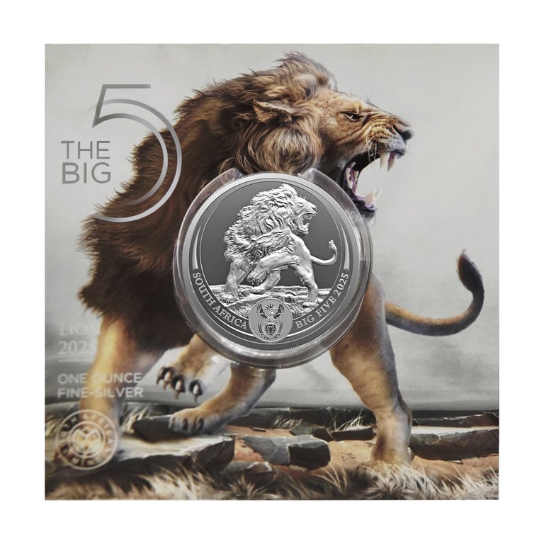 Silver Lion 1 oz - Big Five Series III - 2025 in the original coin case