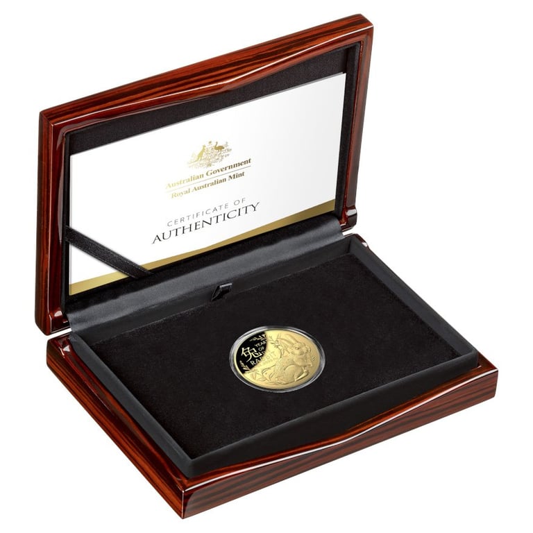 Gold Lunar Hare 1 oz PF domed coin - RAM 2023 in the original coin case