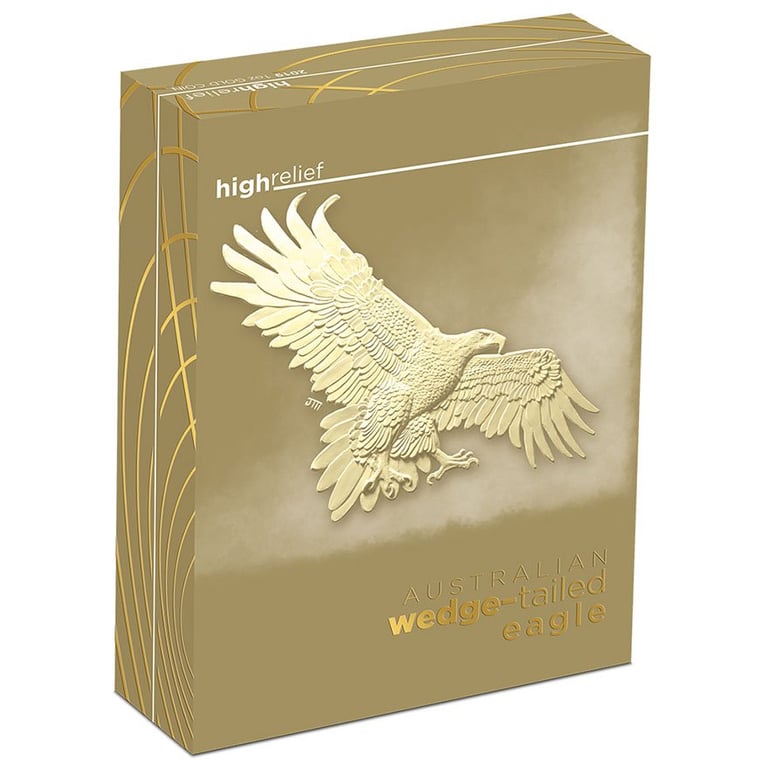 Original coin case of the Gold Wedge Tailed Eagle 2019 - 1 oz PF High Relief