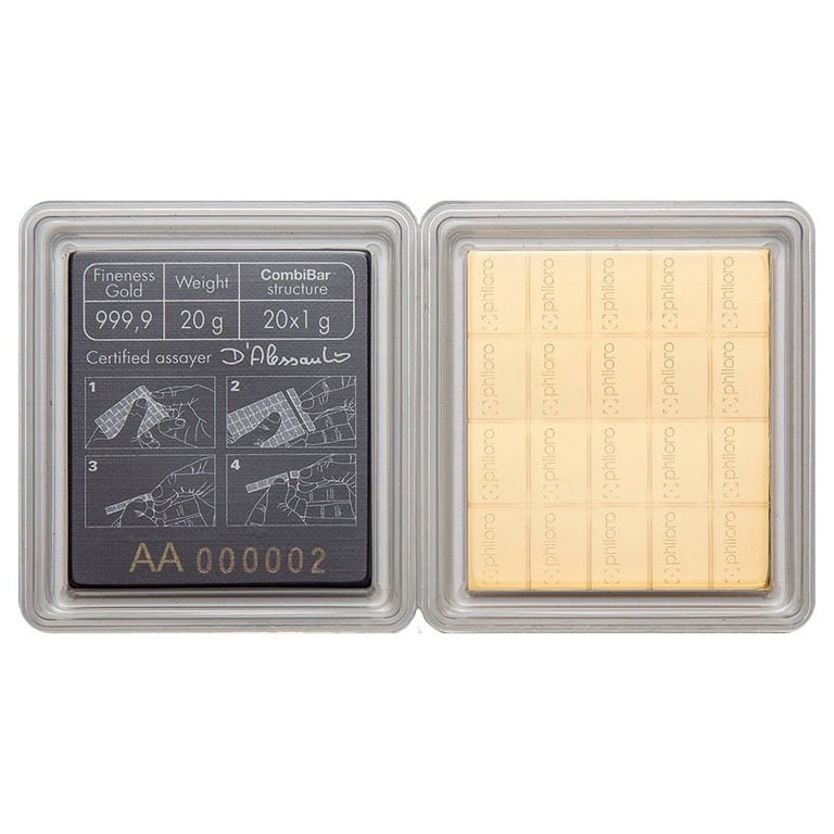 Front of the Gold CombiBar® 20 x 1 g - philoro