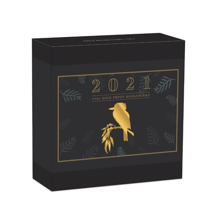 Original coin case of the Gold Kookaburra 1/4 oz PF - 2021 