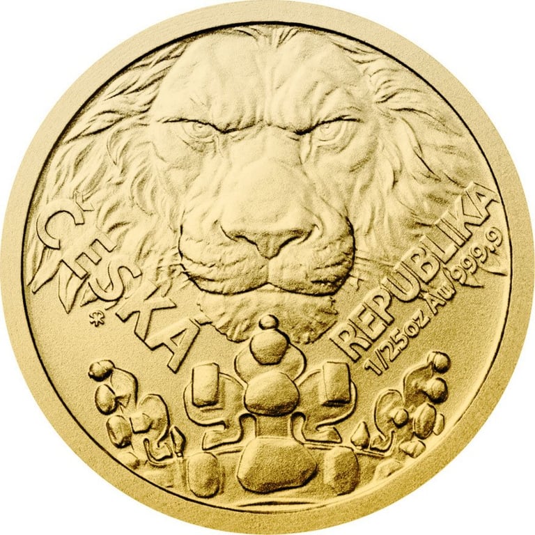 Front of the Gold Czech Lion 1/25 oz - 2023