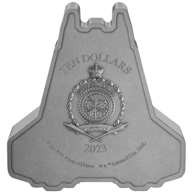 Back of the Silver STAR WARS Gauntlet Starfighter 3 oz - 2023