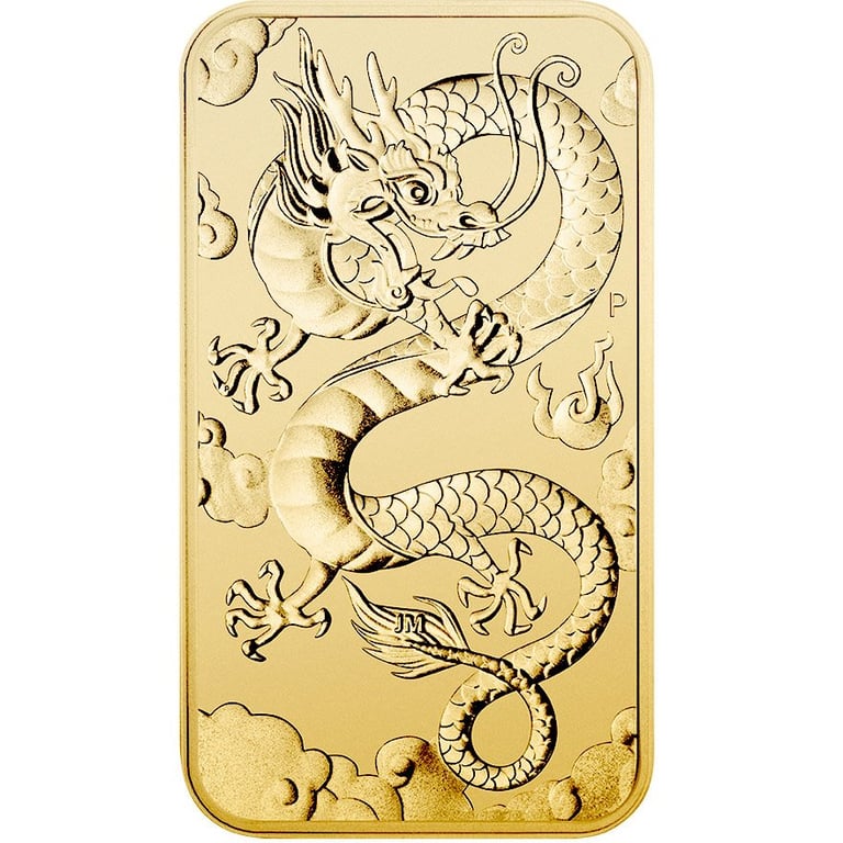 Front of the Gold Dragon Rectangle 1 oz - 2019