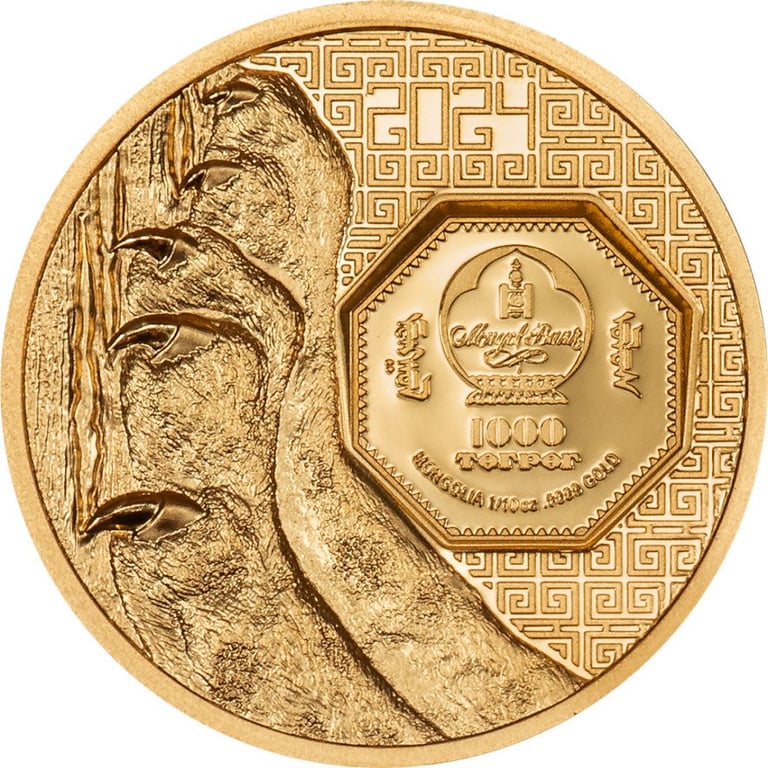 Back of the Gold Snow Leopard 1/10 oz PF - High Relief 2024