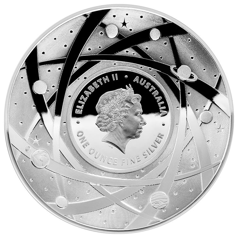 Back of the Silver coin Earth and Beyond - The Moon PF - 1 oz - 2019