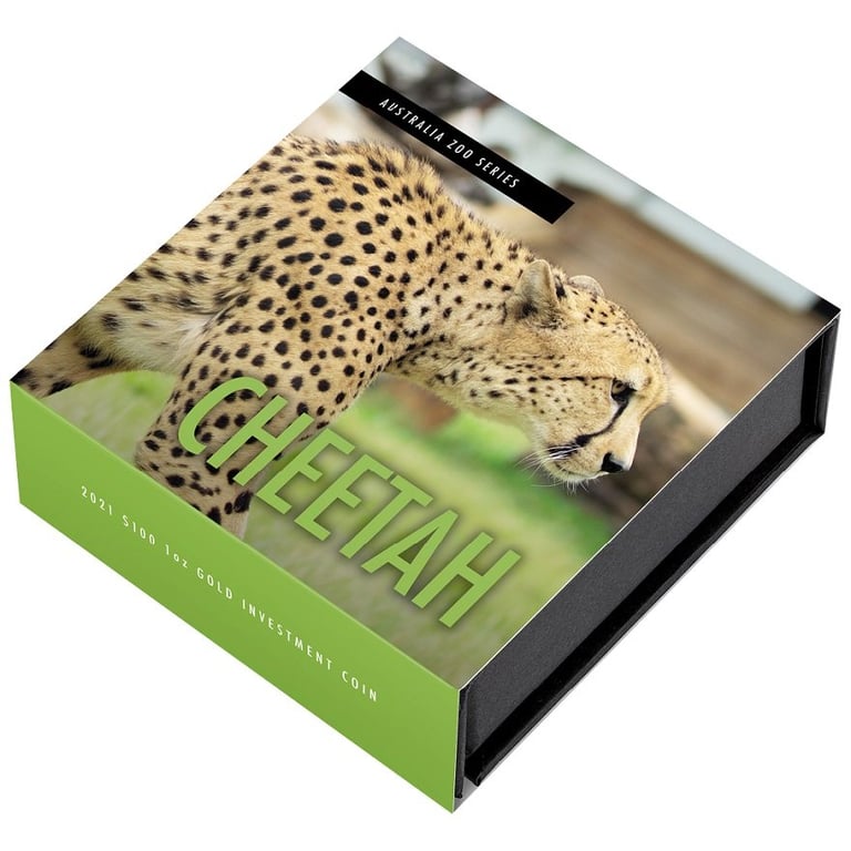 Original coin case of the Gold Australia Zoo 1 oz - Cheetah - RAM 2021