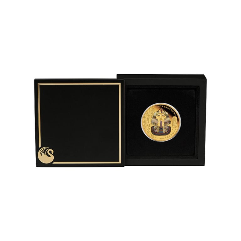 Gold Tutankhamun - 100th Anniversary of the Discovery 1 oz Proof - colored in the original coin case