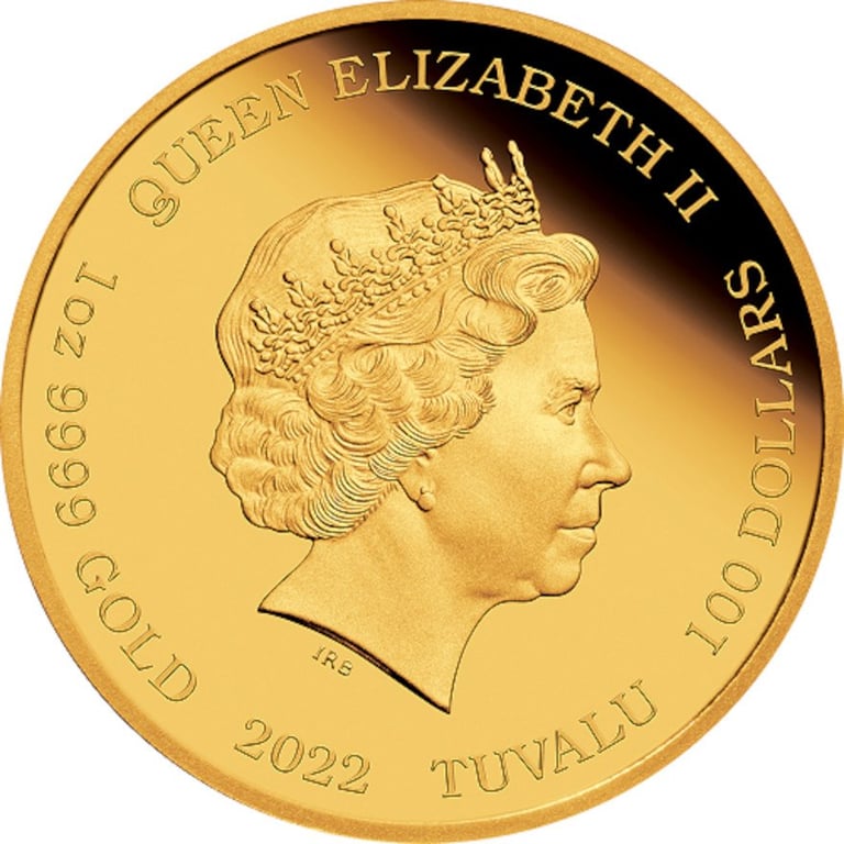 Back of the Gold Tutankhamun - 100th Anniversary of the Discovery 1 oz Proof - colored