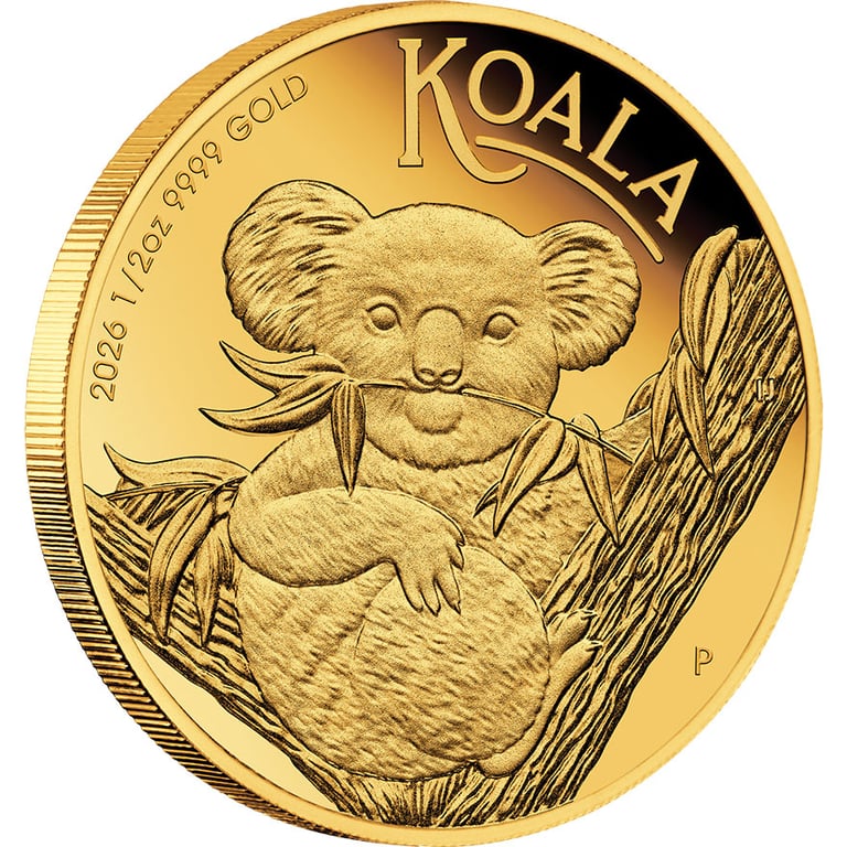 Side view of Gold Koala 1/2 oz Proof - 2026