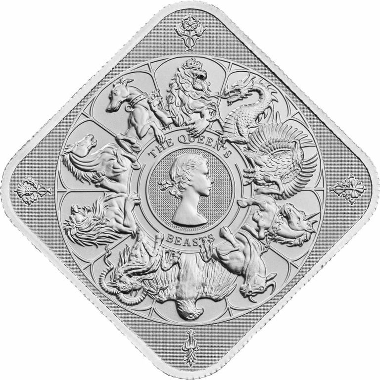 Front of the Silver Queen's Beasts 1 oz - The Royal Mint