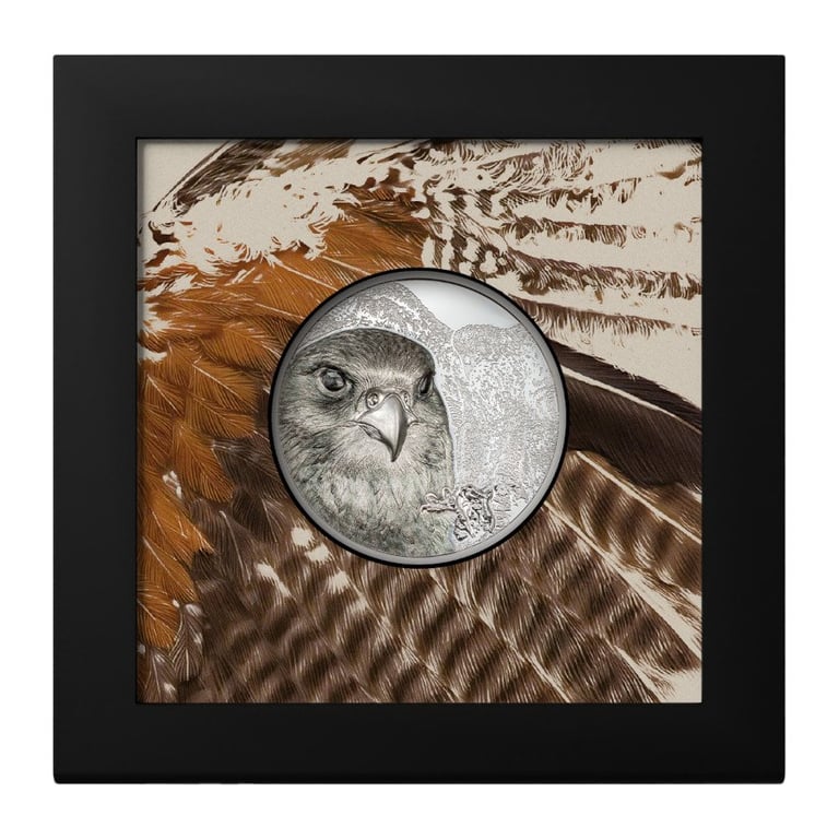 Silver Mongolian Falcon 3 oz PF - High Relief - 2023 in the original coin case