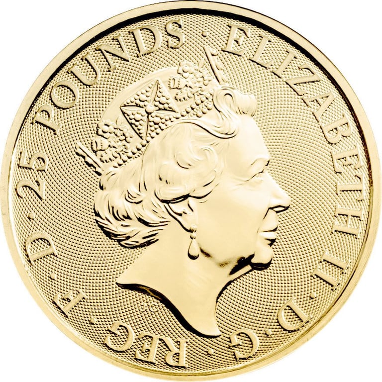 Back of the Gold Yale of Beaufort 1/4 oz - Royal Tudor Beasts 2023