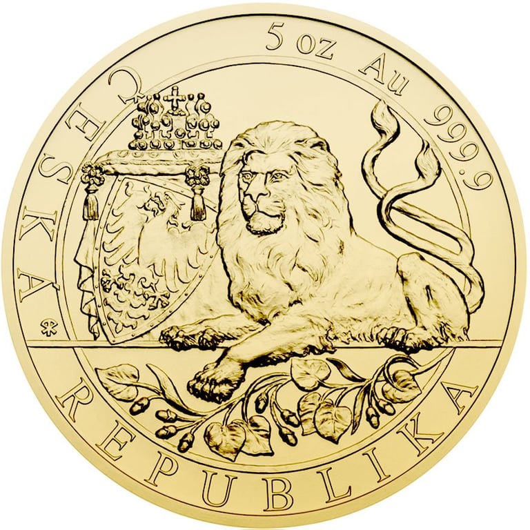 Front of the Gold Czech Lion 5 oz - 2019