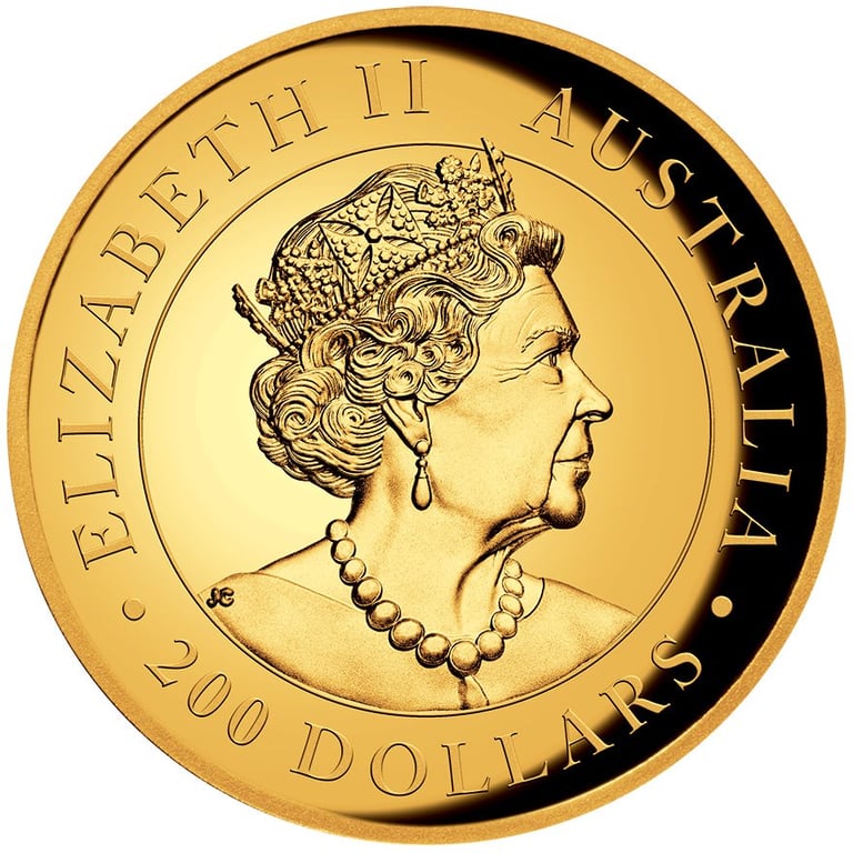 Back of the Gold Kangaroo 2 oz PF - High Relief 2021