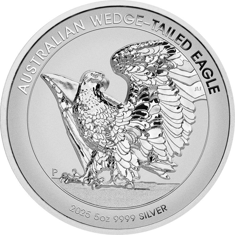 Front of the Silver Wedge Tailed Eagle 5 oz RP - High Relief 2025