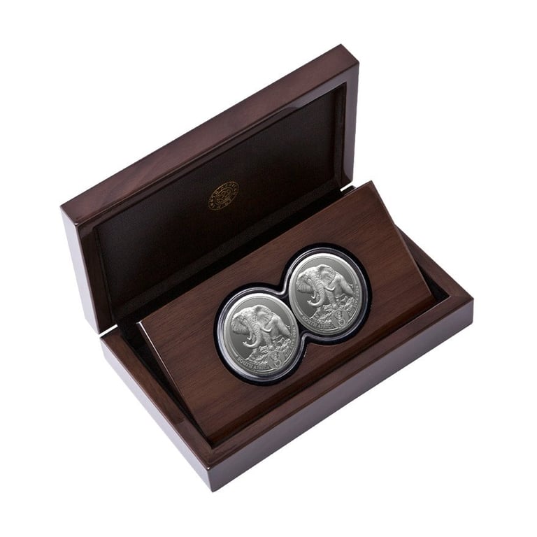 Silver Elephant Big Five Series III - 2 x 1 oz PF set double capsule in the original coin case