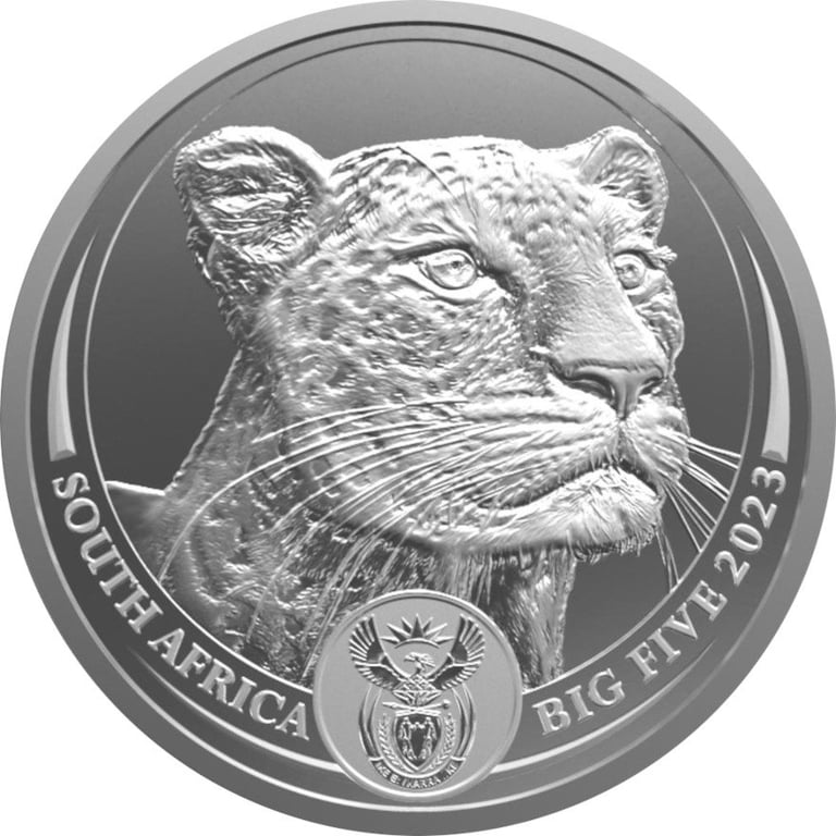 Front of the Silver Leopard 1 oz - Big Five Series II - 2023