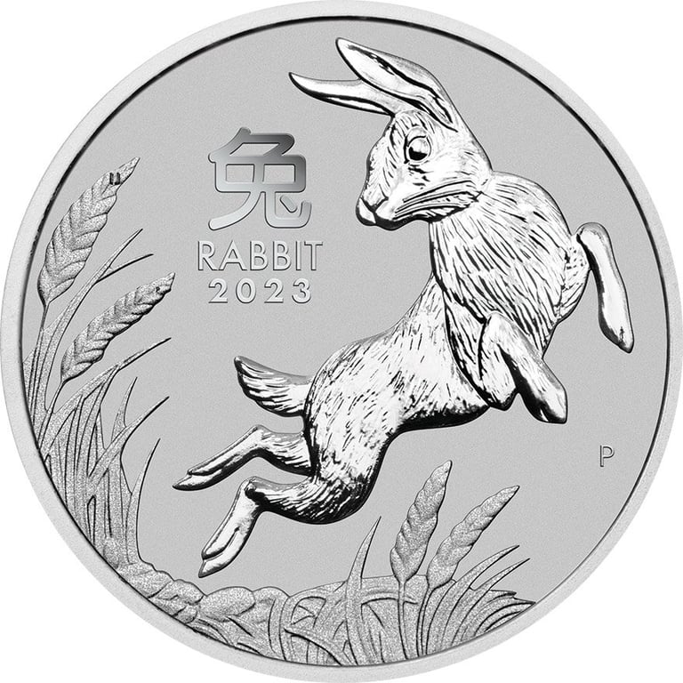 Front of the Platinum Lunar III 1 oz - Rabbit 2023