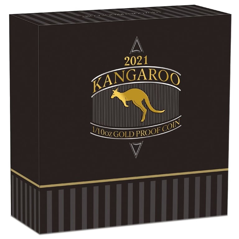Original coin case of the Gold Kangaroo 1/10 oz PF - 2021