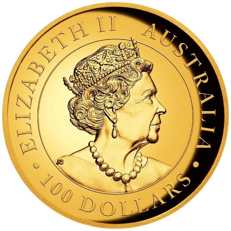 Back of the Gold Kangaroo 1 oz PF - High Relief - 2022