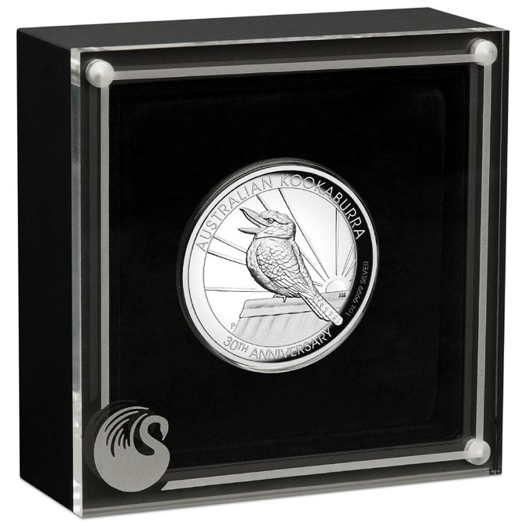 Silver Kookaburra 1 oz PF - 30th Anniversary - High Relief in the original coin case