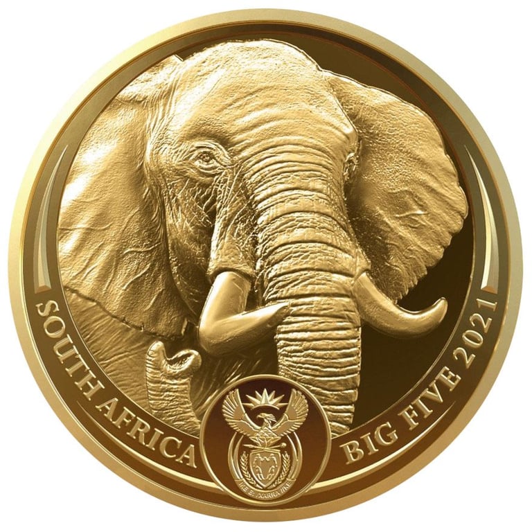 Front of the Gold Elephant 1/4 oz PF - Big Five Series II - 2021