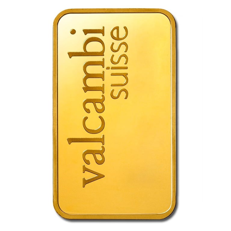 Back of the Gold bar 1 g - Valcambi