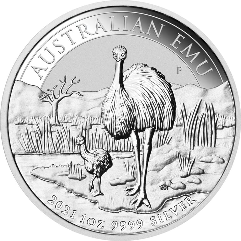 Front of the Silver Emu 1 oz - 2021