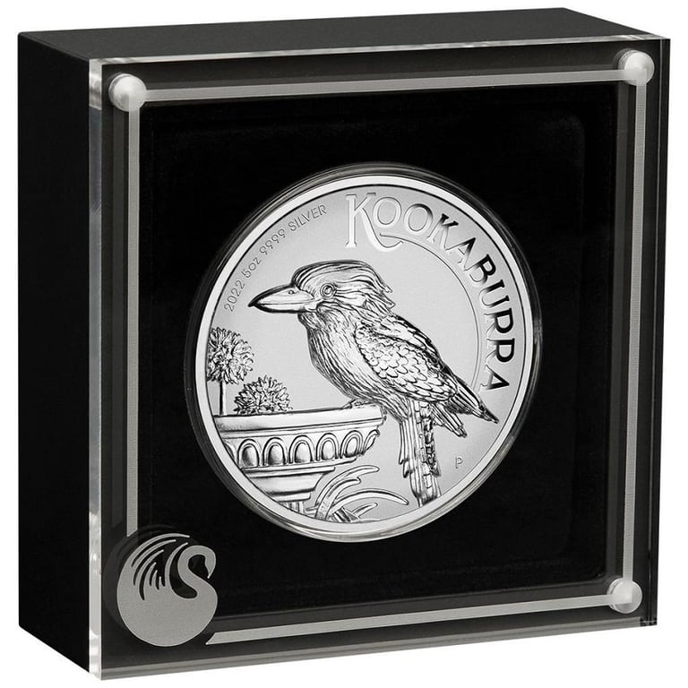 Silver Kookaburra 5 oz PF - Incuse 2022 in the original coin case