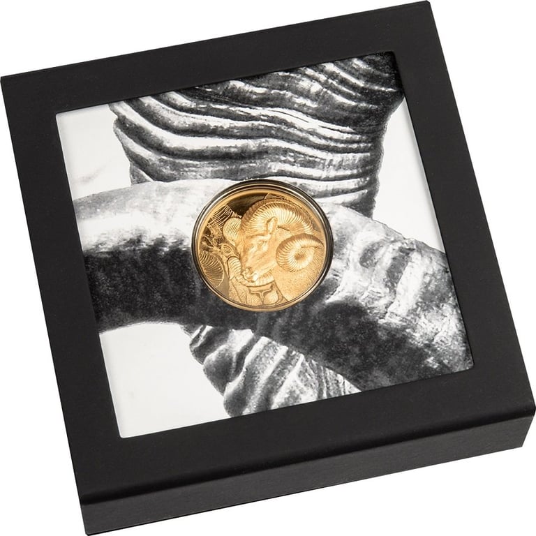 Gold Magnificent Argali 1 oz PF - High Relief 2022 in the original coin case