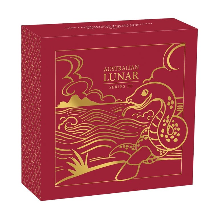 Original coin case of the Gold Lunar III Snake 1 oz PF - colored 2025