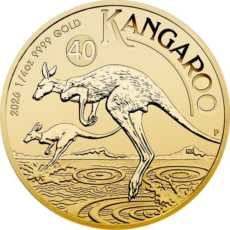 Front of the Gold Kangaroo 1/4 oz - 2026