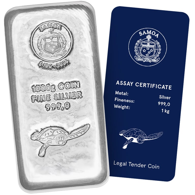 COA & Bar of the Silver coin bar Samoa 1000 g - 2026
