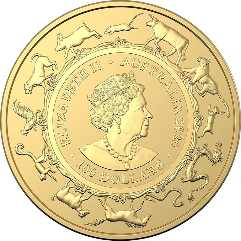Back of the Gold Lunar Rat 1 oz - RAM 2020