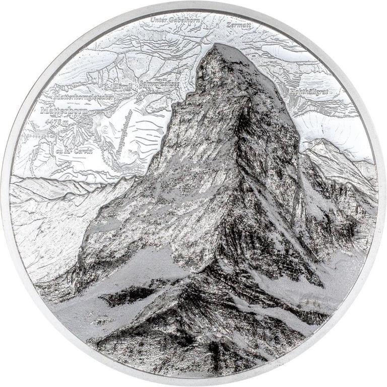 Front of the Silver Matterhorn 1 oz PP - Ultra High Relief 2025