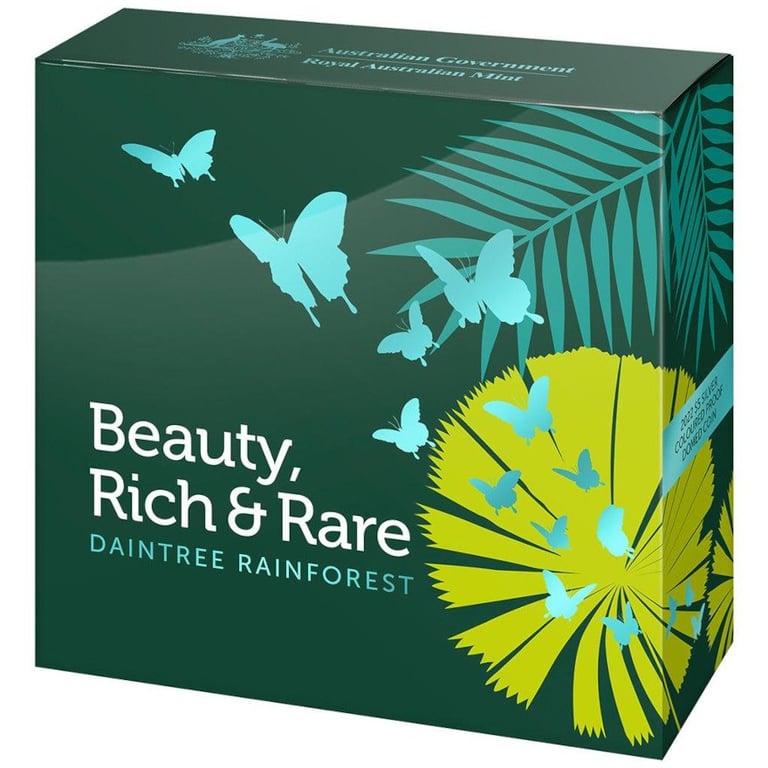 Original coin case of the Silver Daintree Rainforest 1 oz PF - domed coinage 2022
