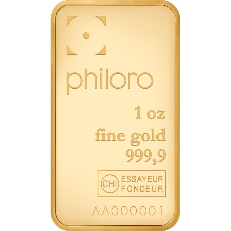 Front of the Gold bar 1 oz - philoro