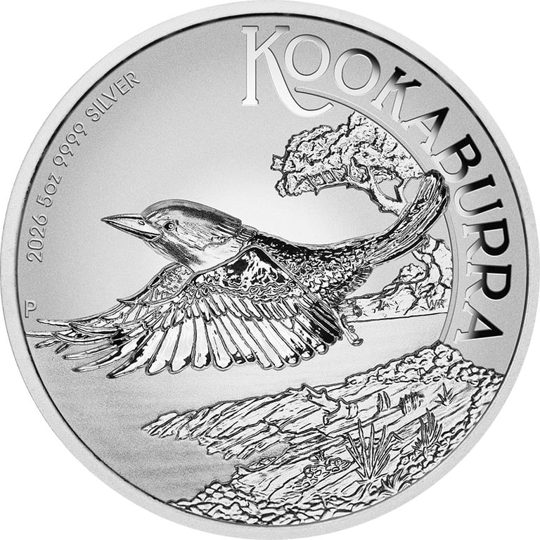 Front of Silver Kookaburra 5 oz - Incused 2026