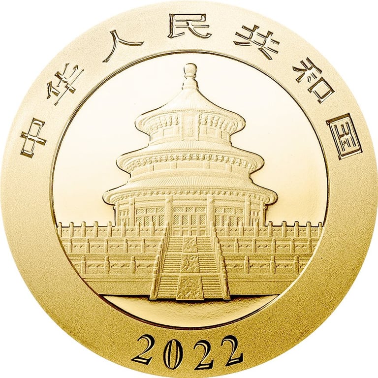 Back of the Gold China Panda 1 g