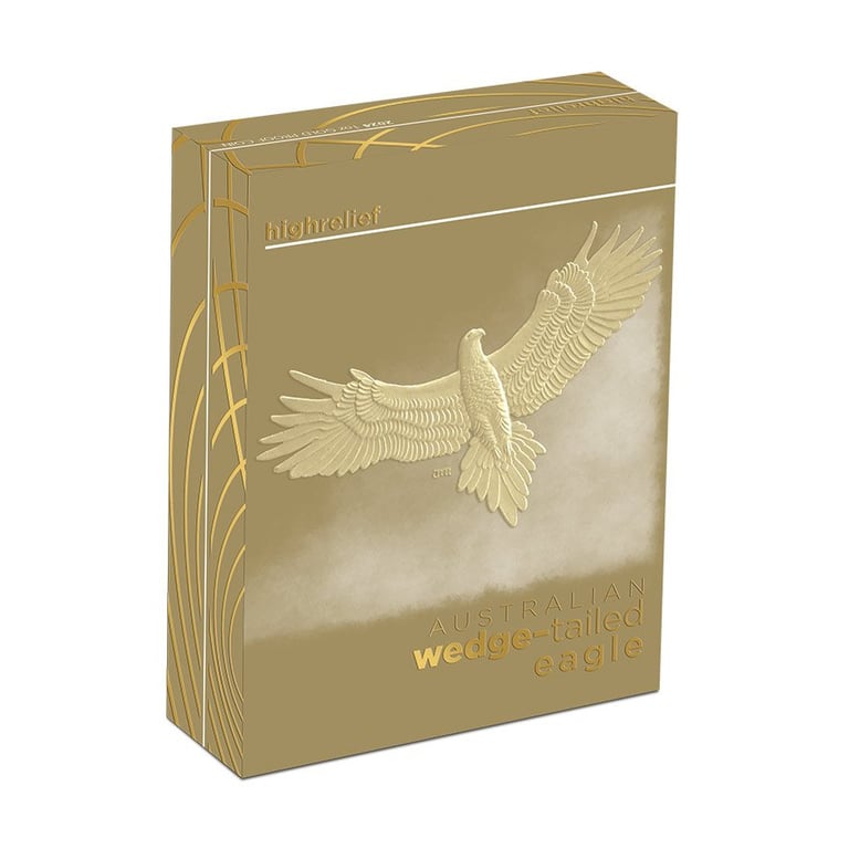 Original coin case of the Gold Wedge Tailed Eagle 10th Anniversary 1 oz PF - High Relief 2024