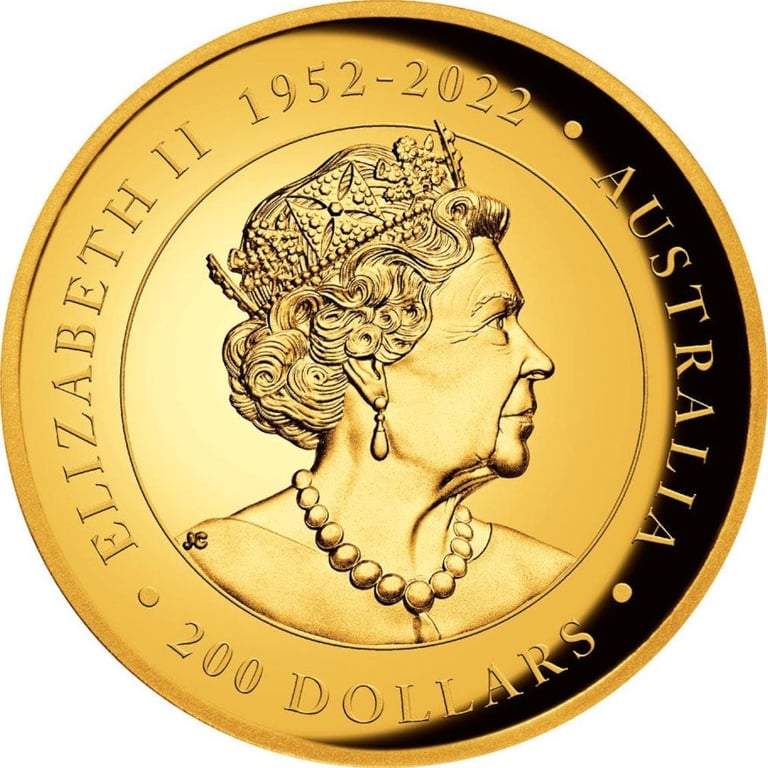 Back of the Gold Kangaroo 2 oz PF - High Relief 2023