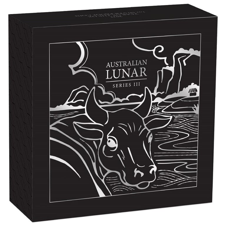 Original coin case of the Silver Lunar III 1 oz Ox PF - Perth Mint 2021