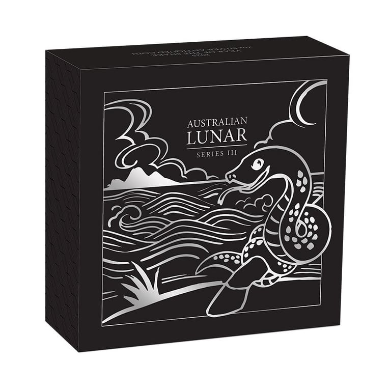 Original coin case of the Silver Lunar III Snake 2 oz - Antique Finish 2025
