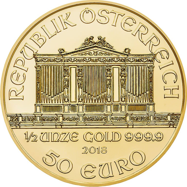 Back of the Gold Philharmonic 1/2 oz - EUR