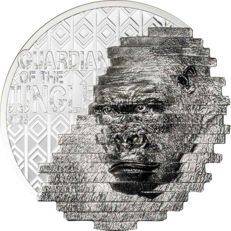 Front of the Silver Reconstruction Gorilla 2 oz - Ultra High Relief 2025