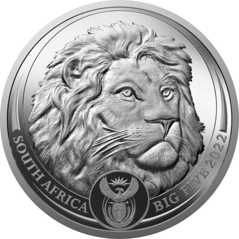 Front of the Silver Lion 5 oz - Big Five Series II - 2022